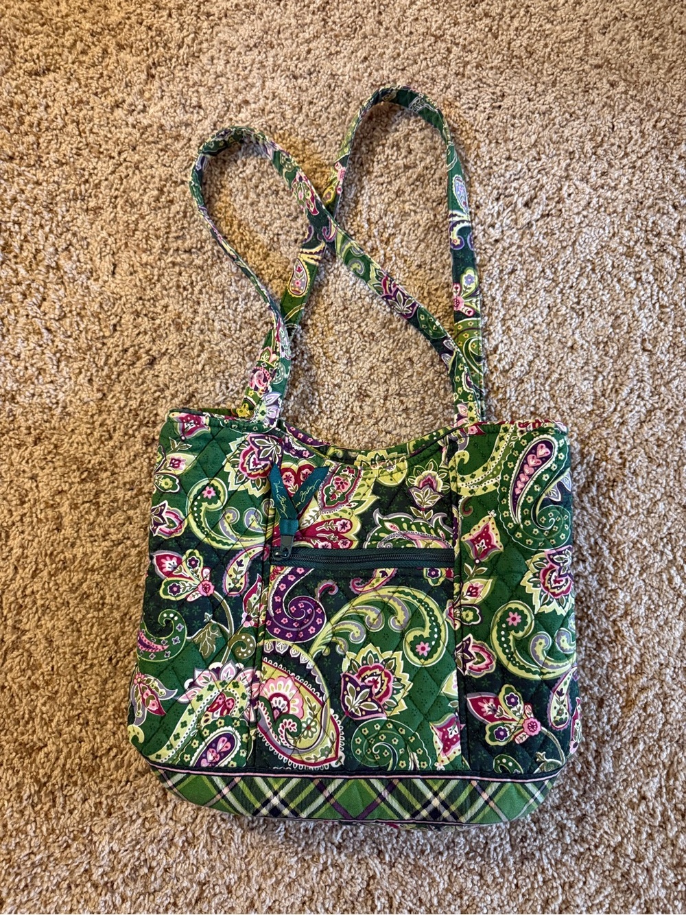Vera Bradley Chelsea Green Villager Tote Bag Retired 2005 Y2K Paisley